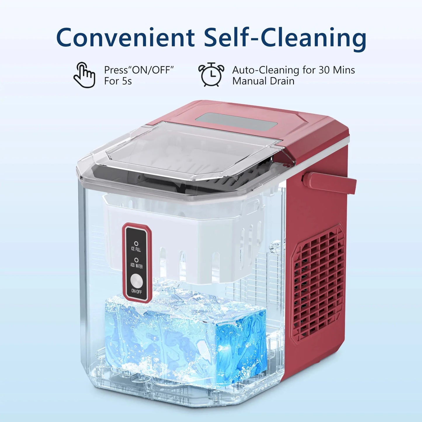 SIMZLIFE Ice Maker Countertop , 26.5 lbs/24H, 9 Cubes in 6 Mins,Self-Cleaning,
