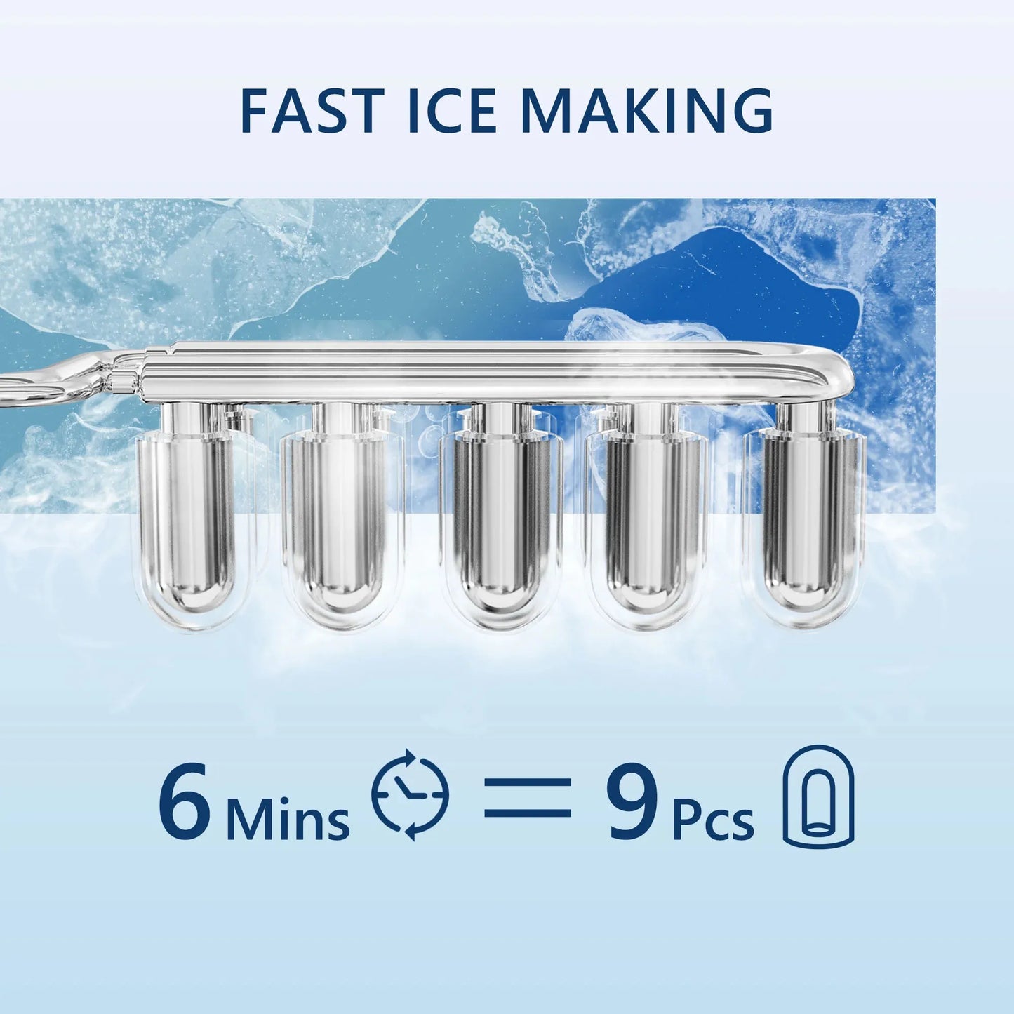 SIMZLIFE Ice Maker Countertop , 26.5 lbs/24H, 9 Cubes in 6 Mins,Self-Cleaning,