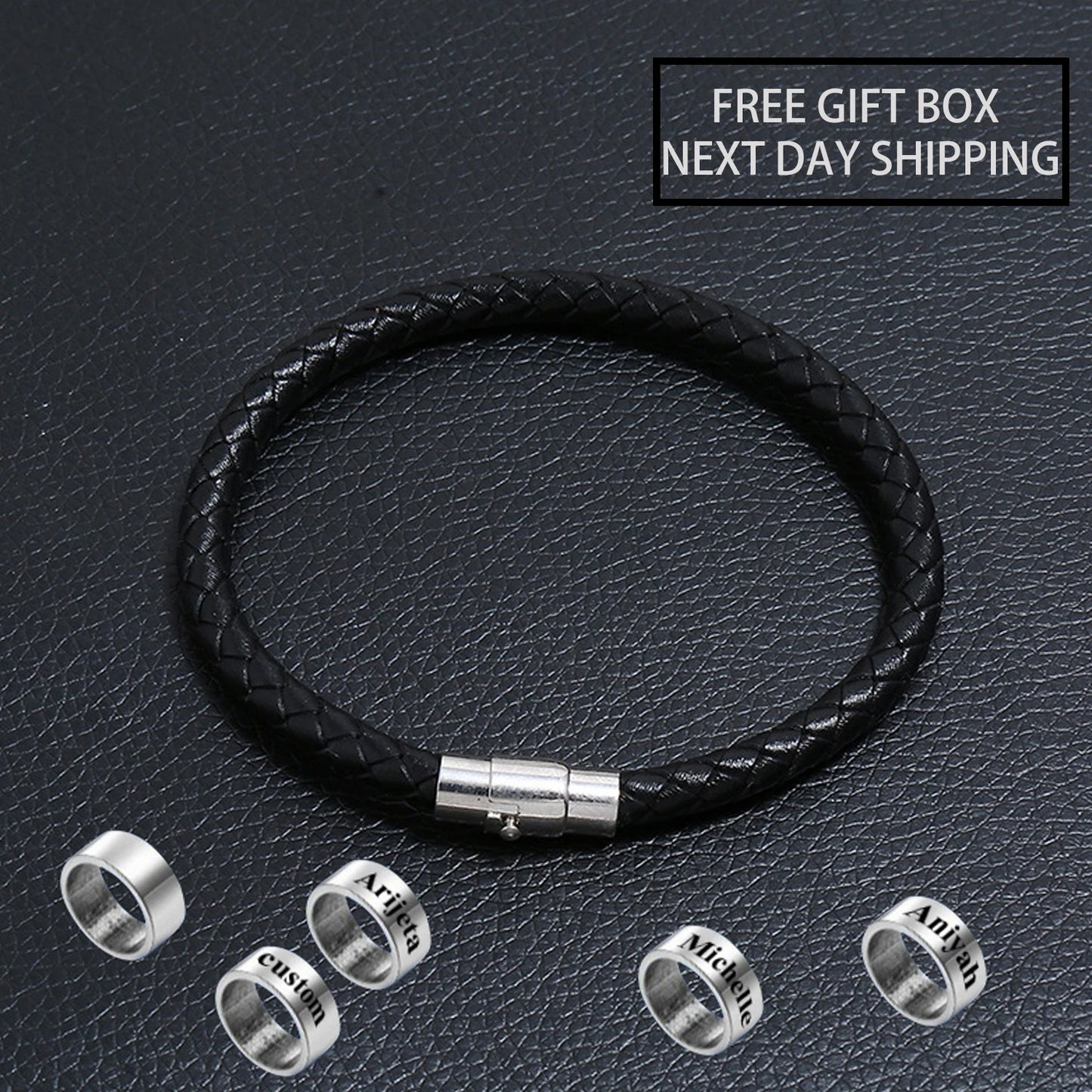 Personalized Mens Bracelet Leather Jewelry