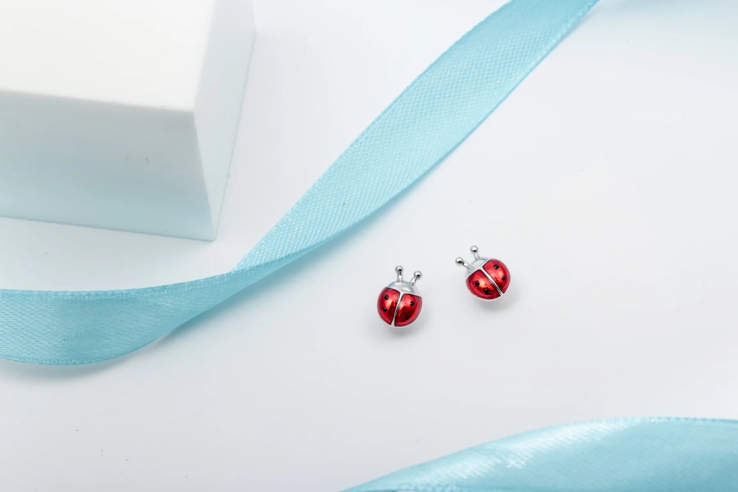 925 Sterling Silver Ladybug Stud Earrings Women/Girls