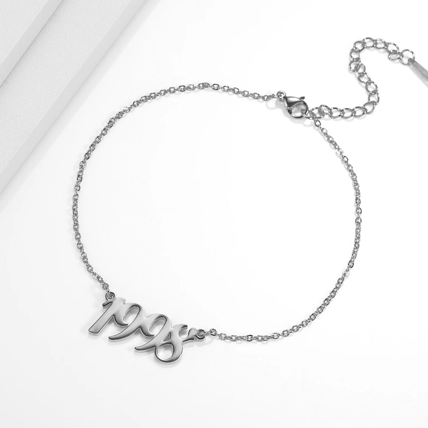 Personalized Name or Year Anklets Gold Color Stainless Steel