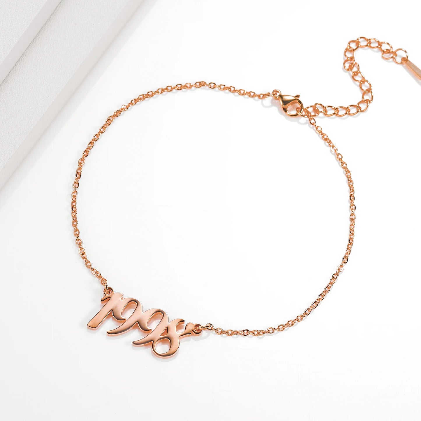 Personalized Name or Year Anklets Gold Color Stainless Steel