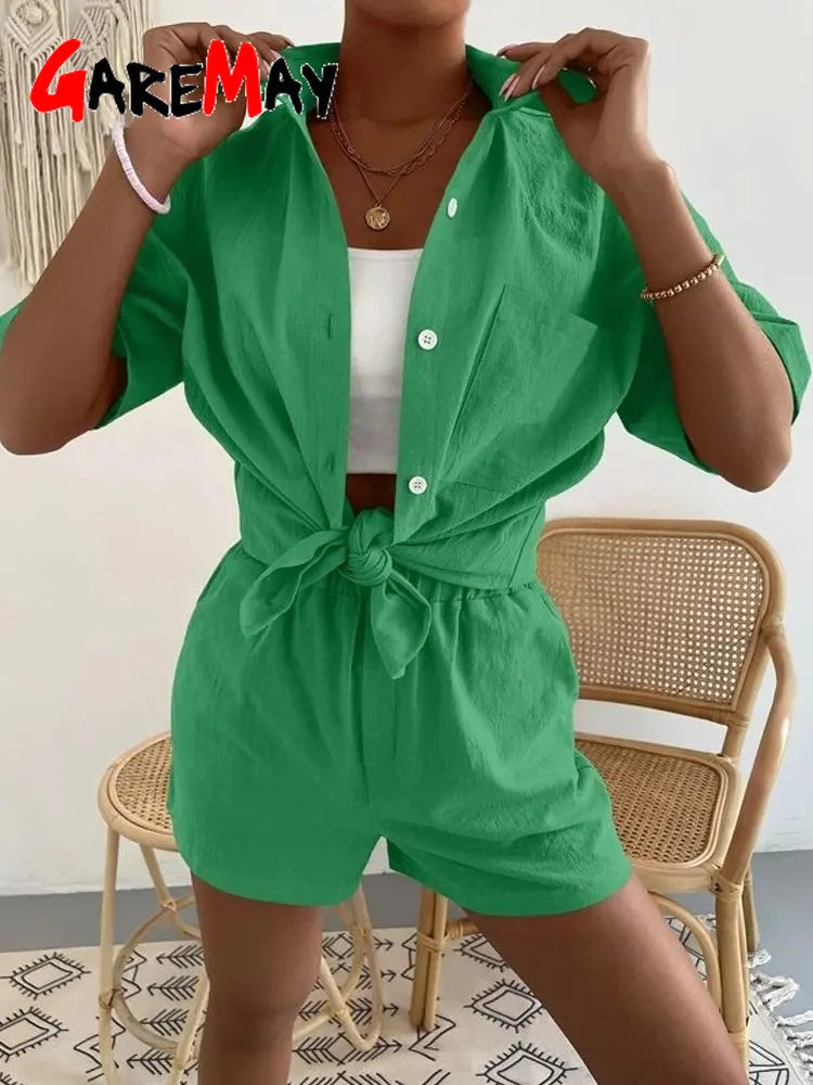 Women's Cotton Suit Short Sleeve Casual Set