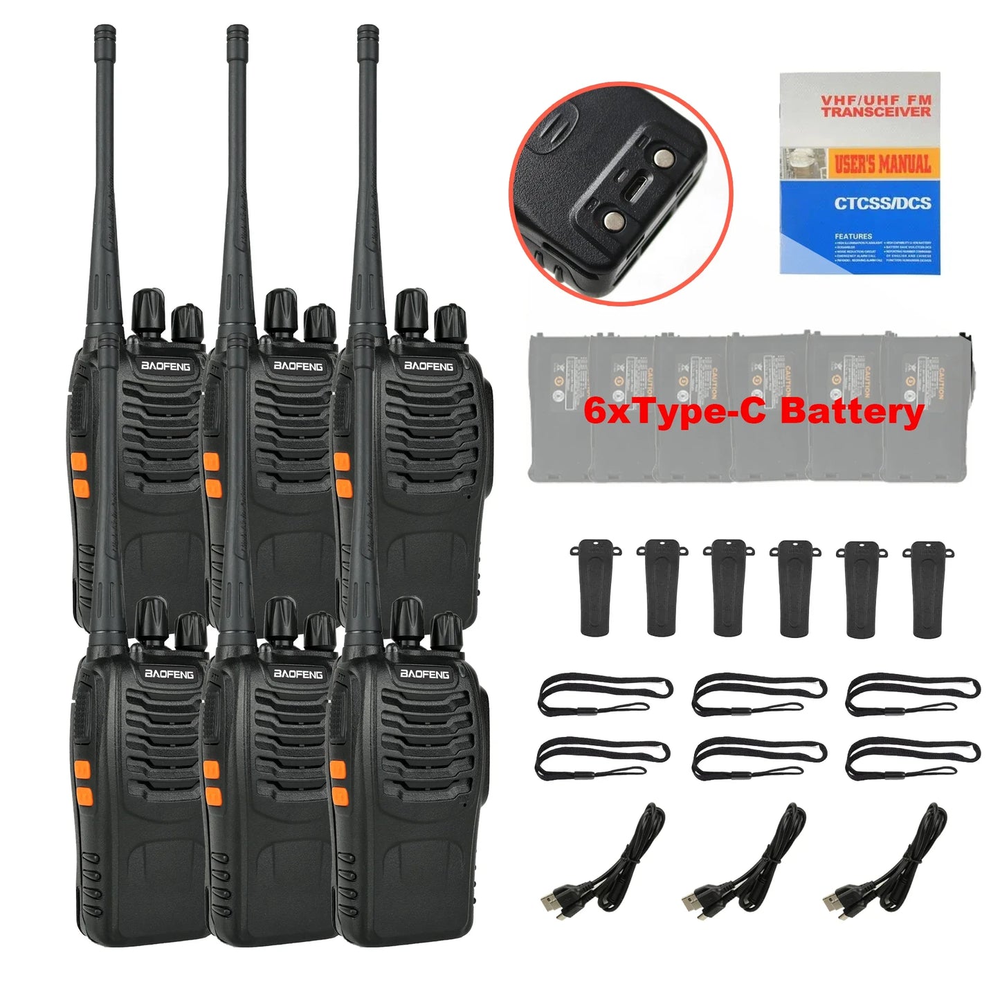 Baofeng 6Pcs BF 888S Walkie Talkie Long Range