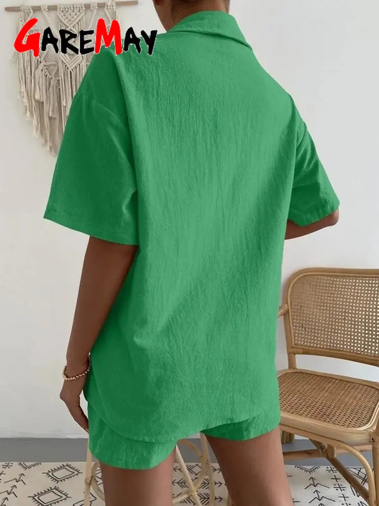 Women's Cotton Suit Short Sleeve Casual Set