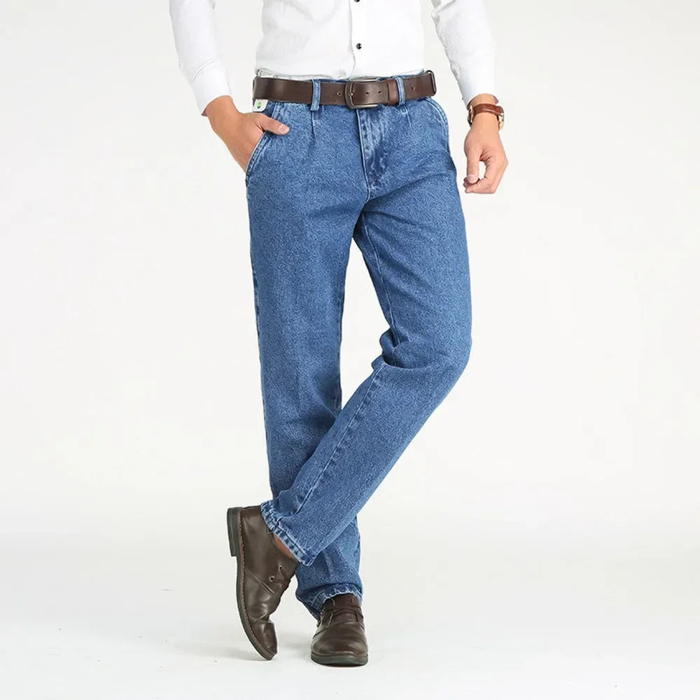 Relaxed Fit Jeans Men Classic Straight Leg Denim Pants Size 28-40