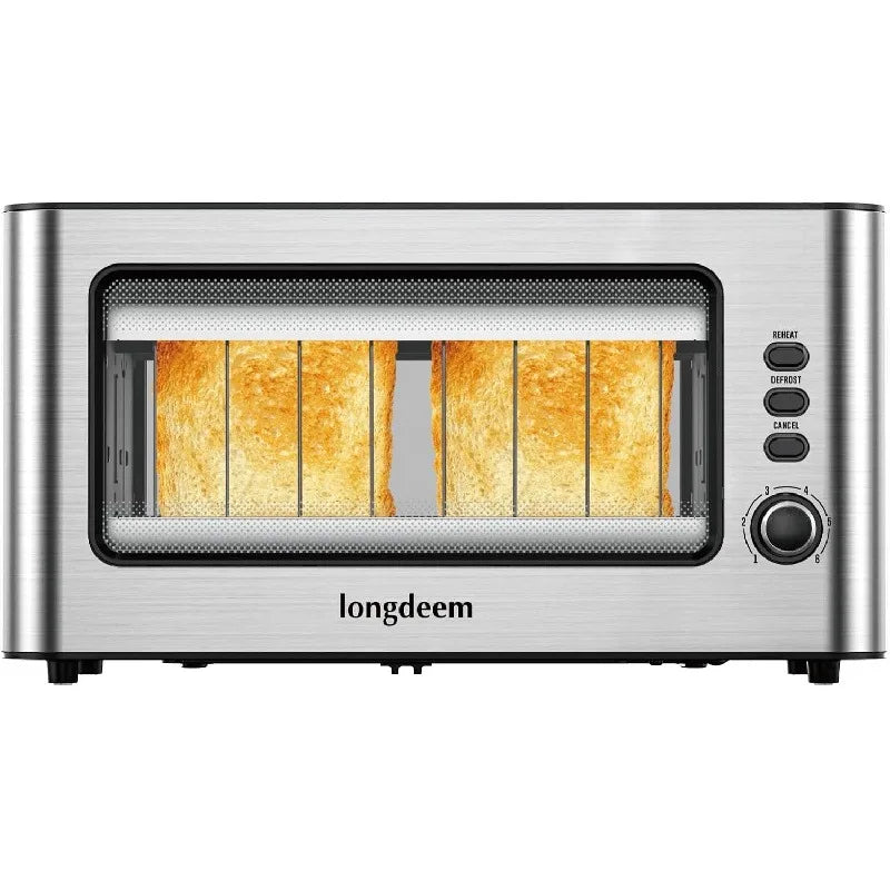 Clear View Toaster, Auto Shut Off, Removable Crumb Tray, Silver