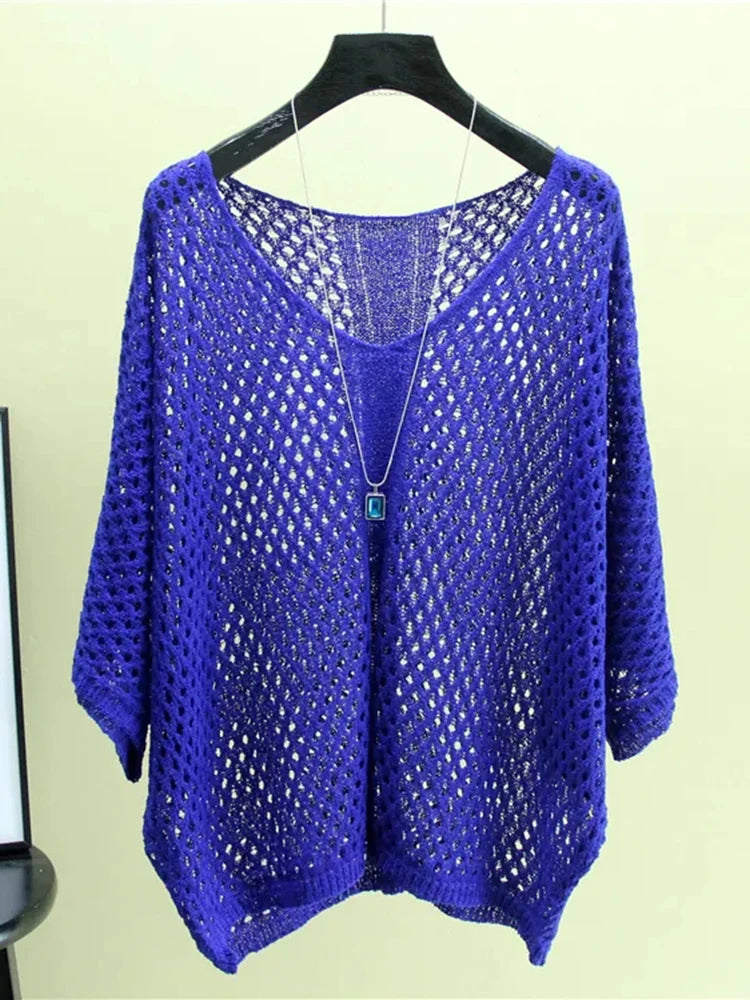 Mesh Oversize Sunscreen Loose Knit Women's