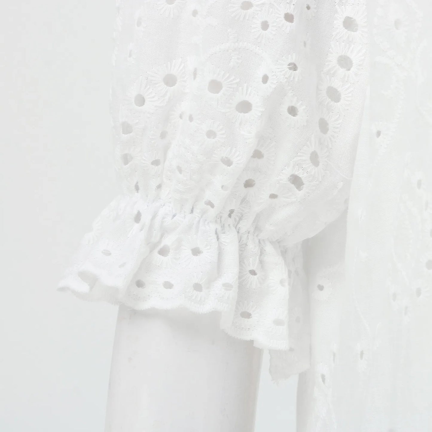 Summer Cotton White Dress For Women Hollow Crochet Long Dress