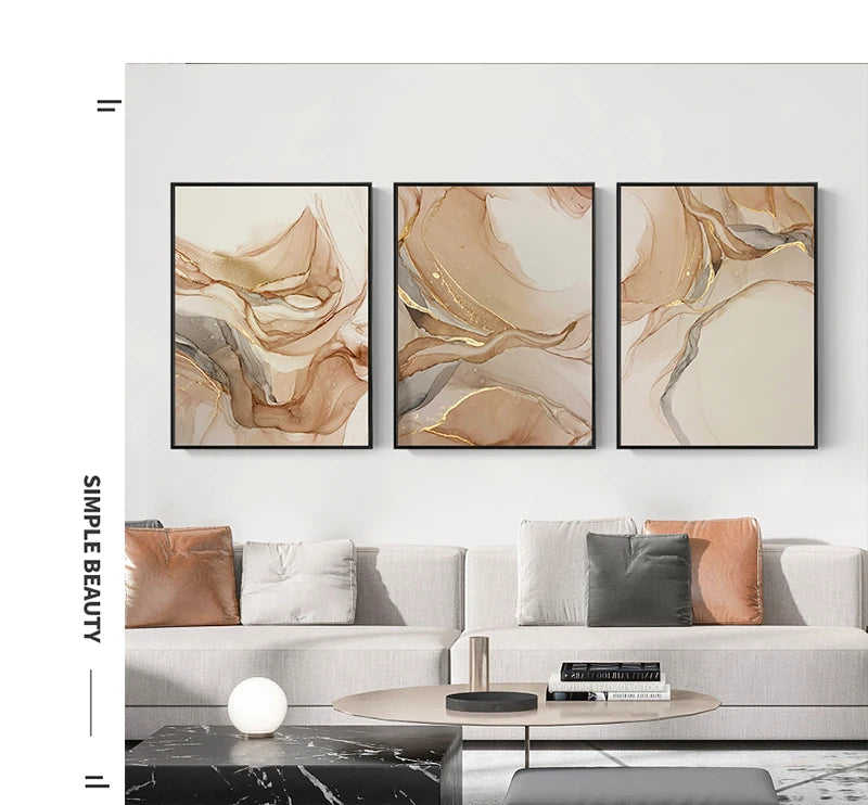 Canvas Painting Nordic Abstract Gold Wall Art Print