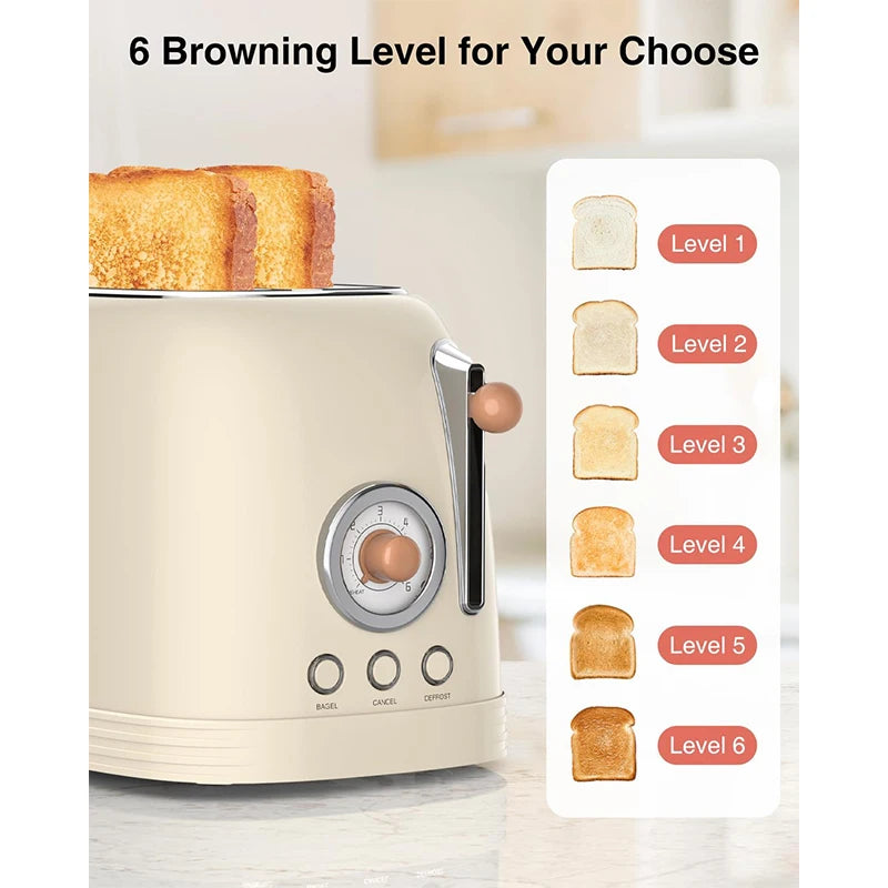 Crownful 2 Slices Bread Toaster Waffles Extra Wide Slot