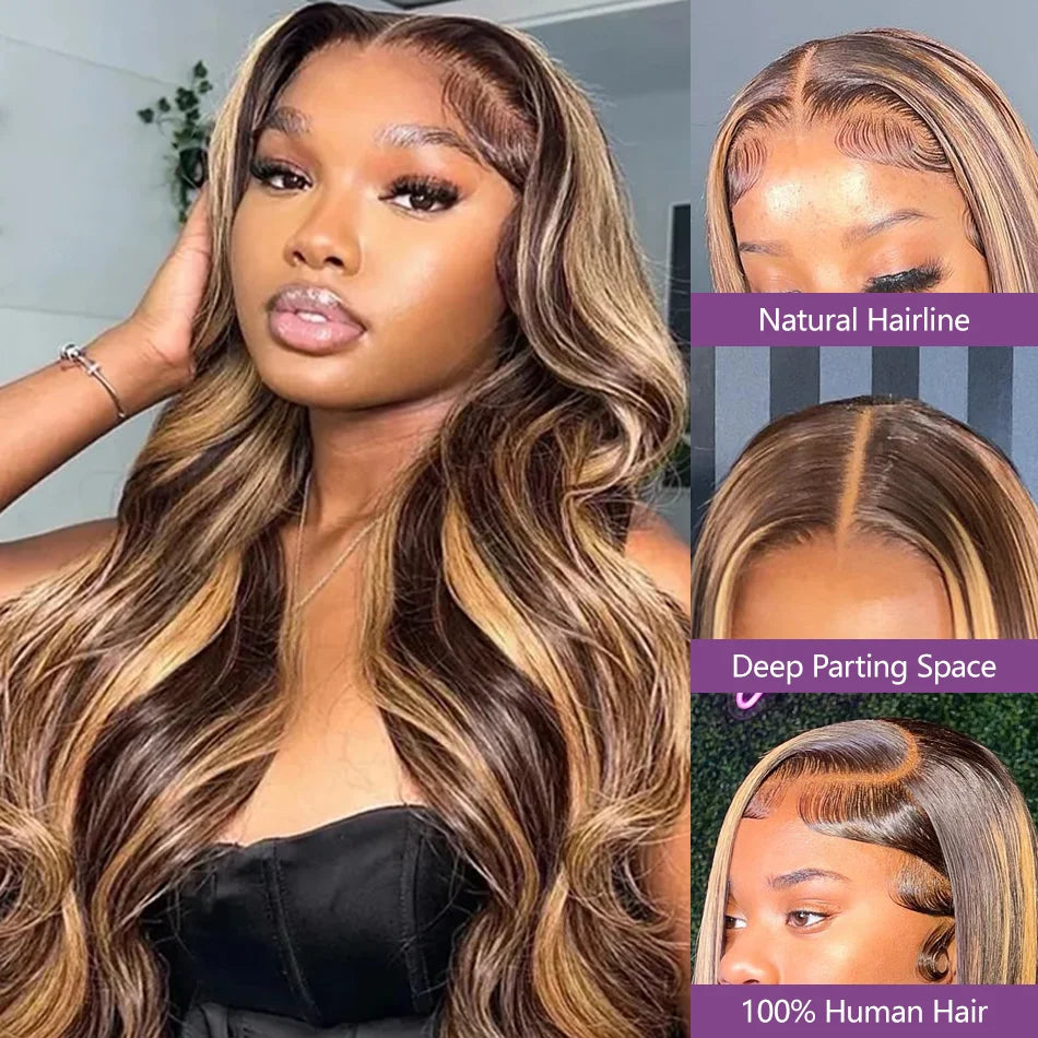 Honey Blonde Ombre Highlight Human Hair Wigs