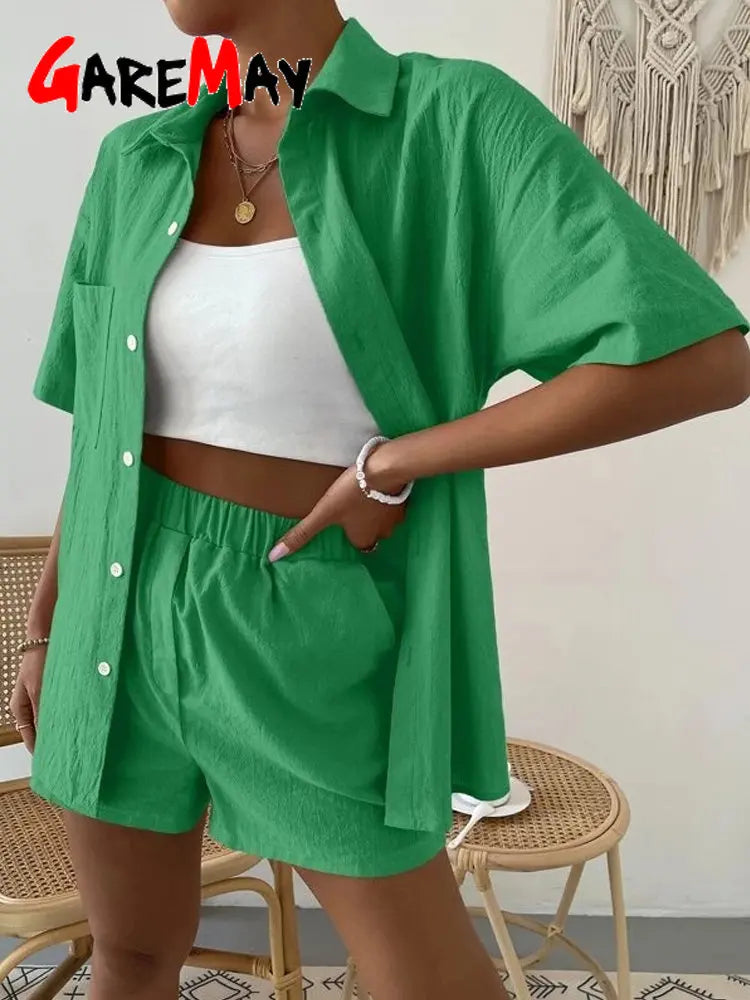 Women's Cotton Suit Short Sleeve Casual Set