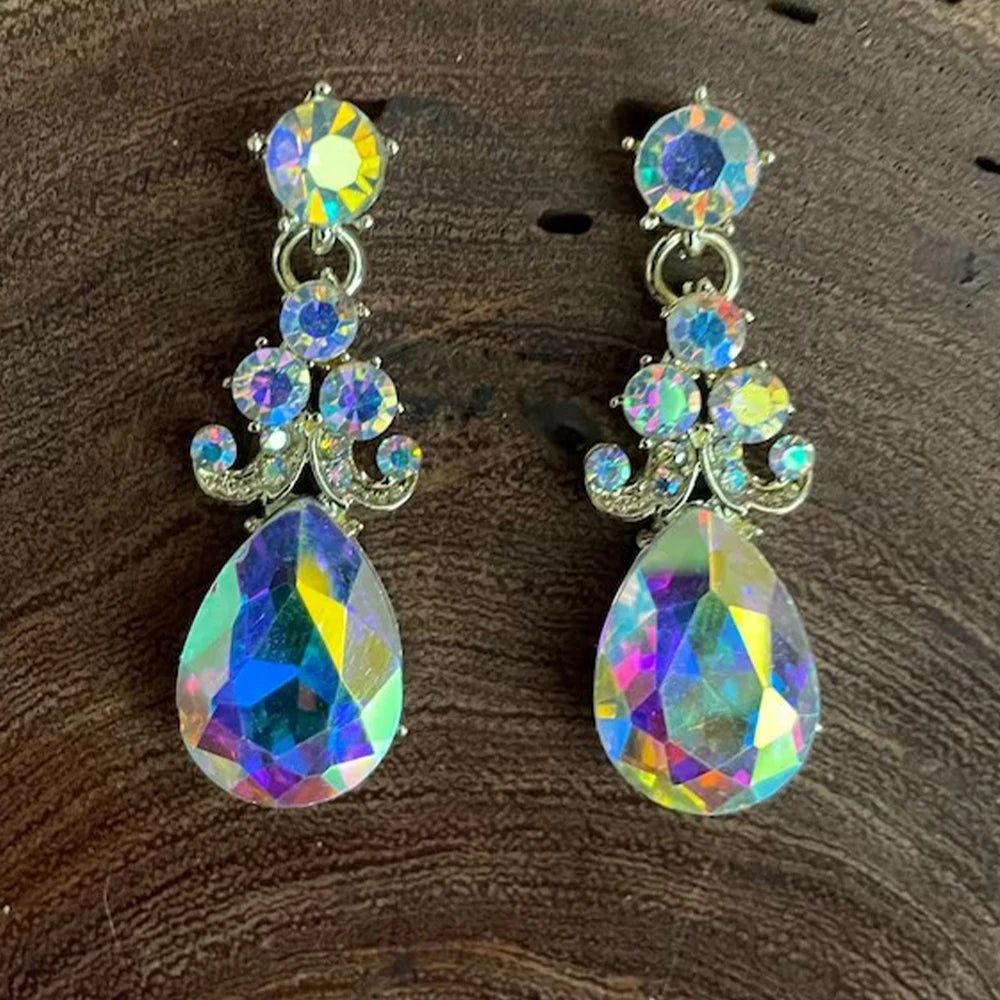 Stonefans Rhinestone Drop Necklace and Earrings Set