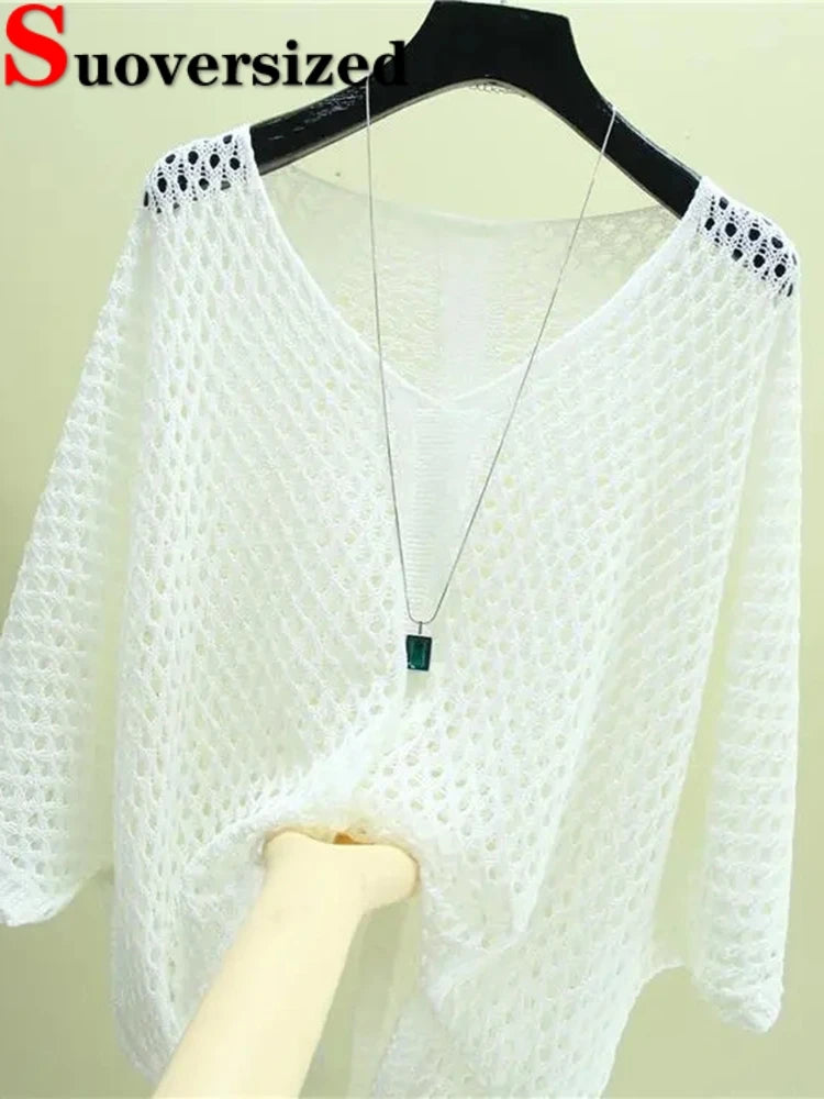 Mesh Oversize Sunscreen Loose Knit Women's