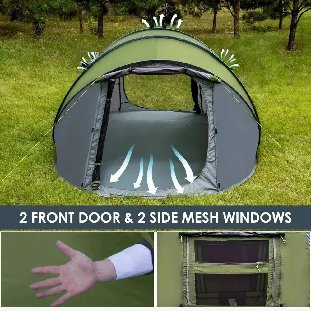 3-4 People Outdoor Throw Open Tent Automatic Pop Up Tents Waterproof