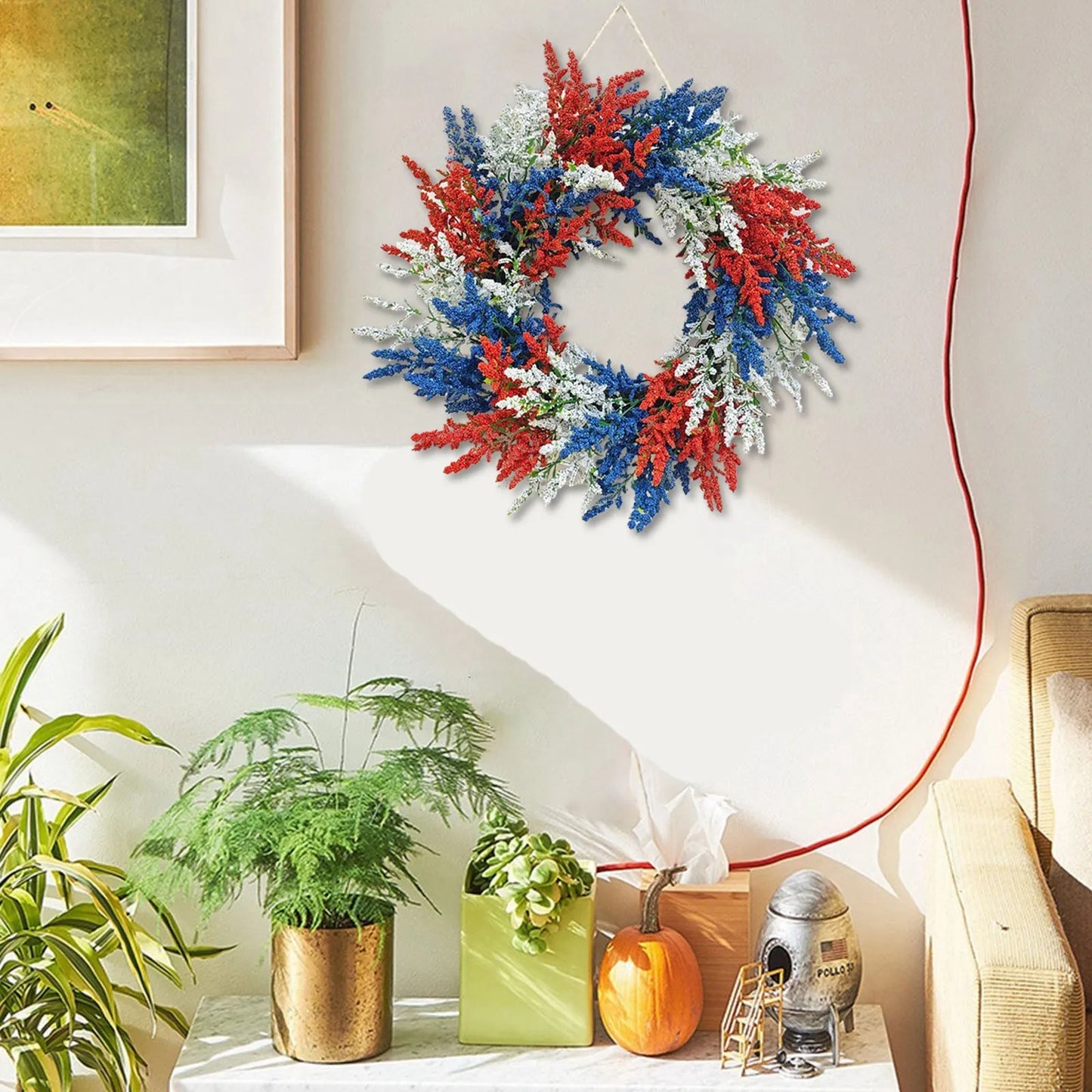 Independence Day Wreath Perfect Holiday Gift 4th Of July Handmade Garland Wall Door Hanging For Home Decor Outdoor Balcony
