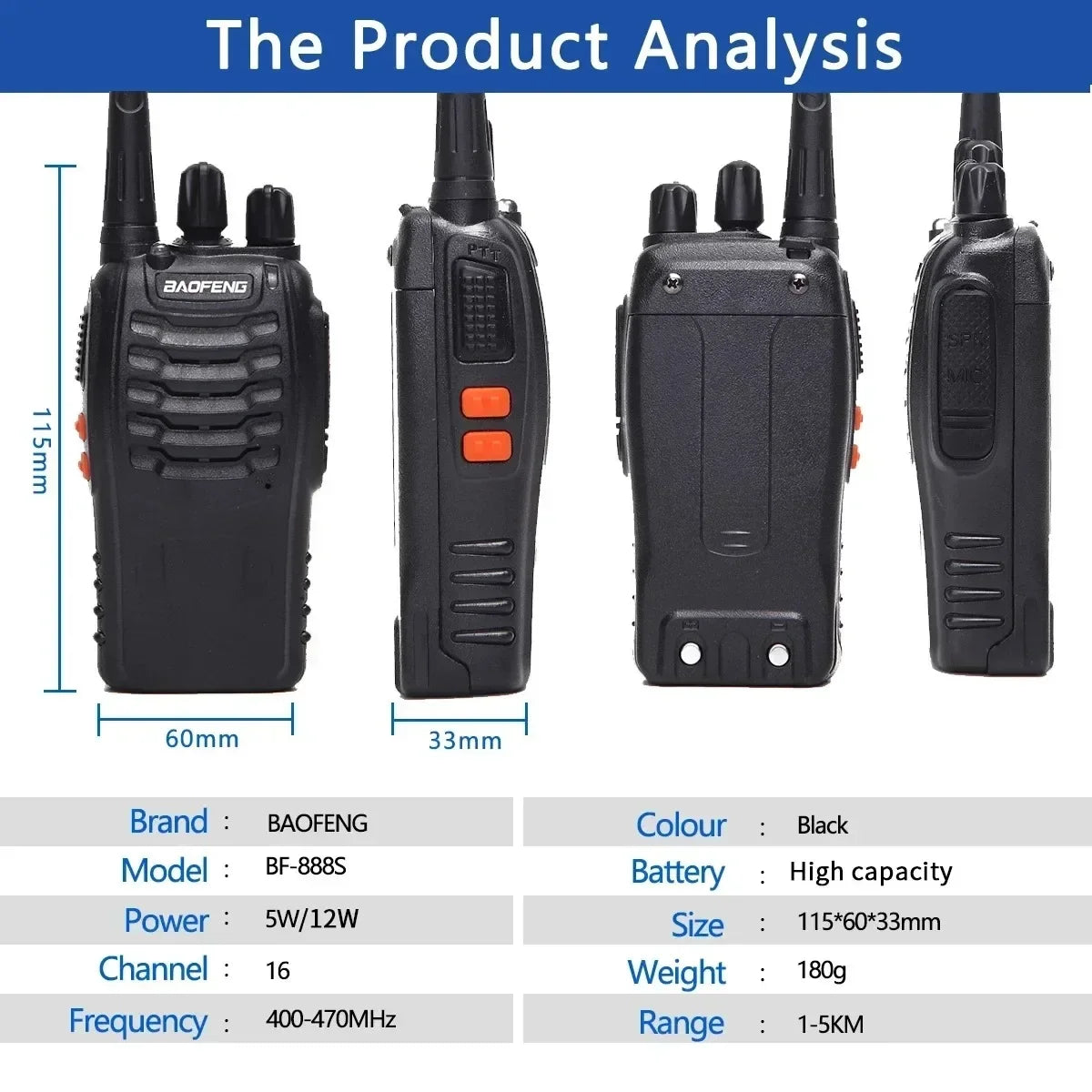 Baofeng 6Pcs BF 888S Walkie Talkie Long Range