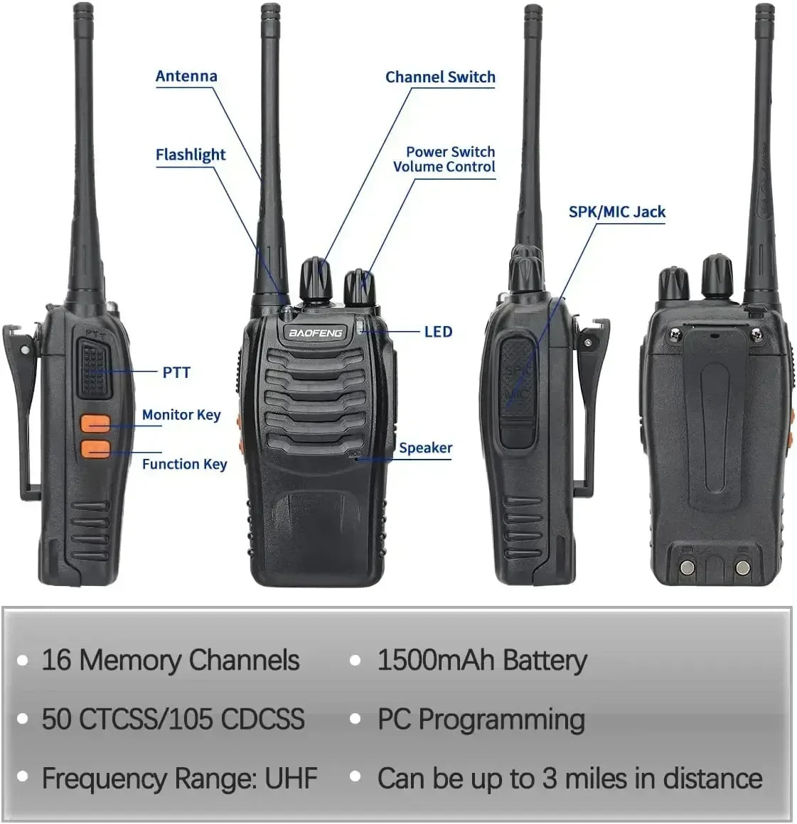 Baofeng 6Pcs BF 888S Walkie Talkie Long Range