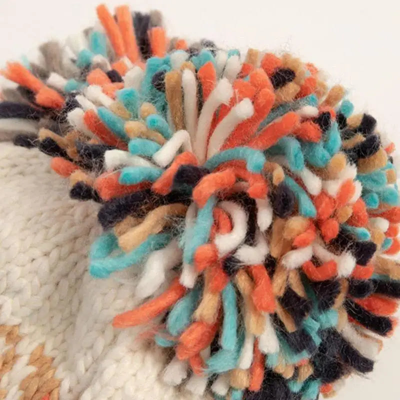 Knitted Beanie with Pom Winter Pompom Beanie Hat Soft and Warm Snow Hat Pom Pom Hats for Cold Weather and Outdoor Winter Pompom