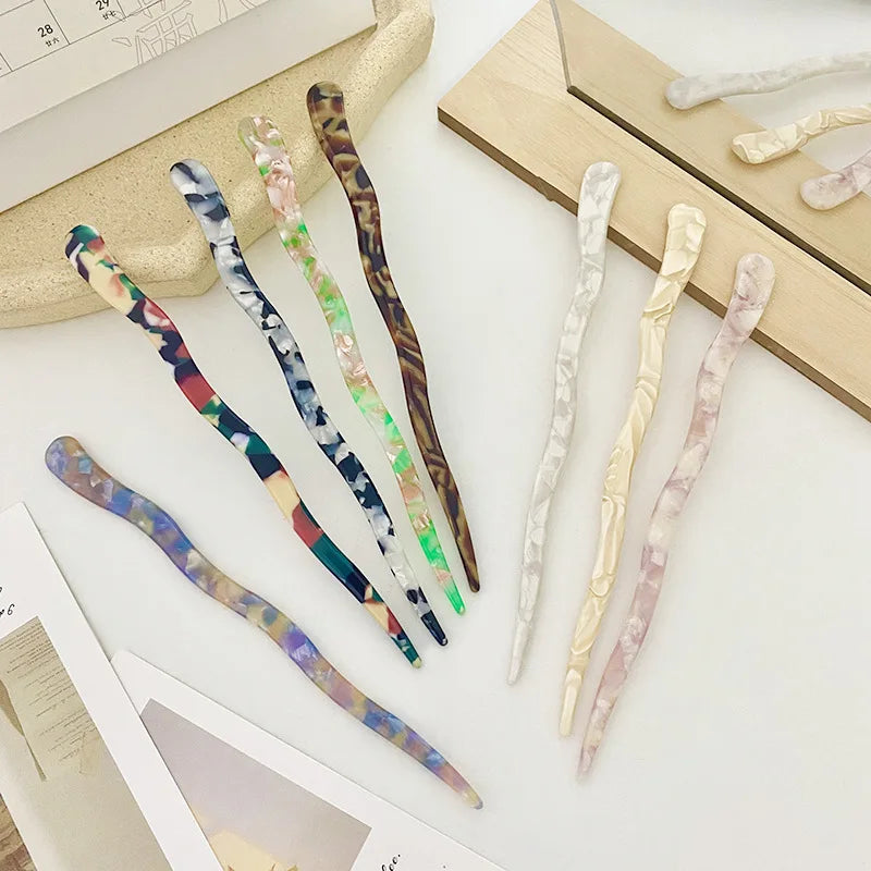 Colorful Acetate Bun Hair Sticks Fashion Accessories