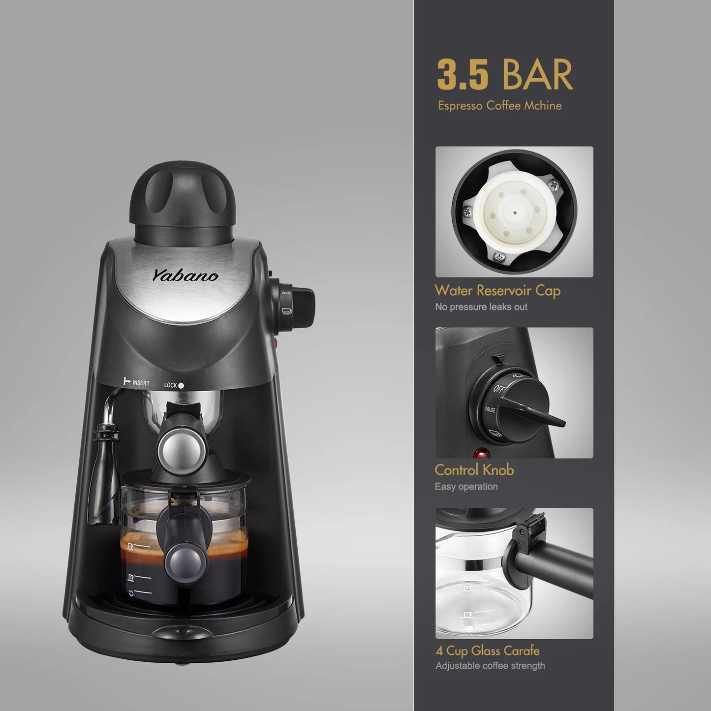 Yabano Espresso Machine and Cappuccino Machine with Milk Frother,