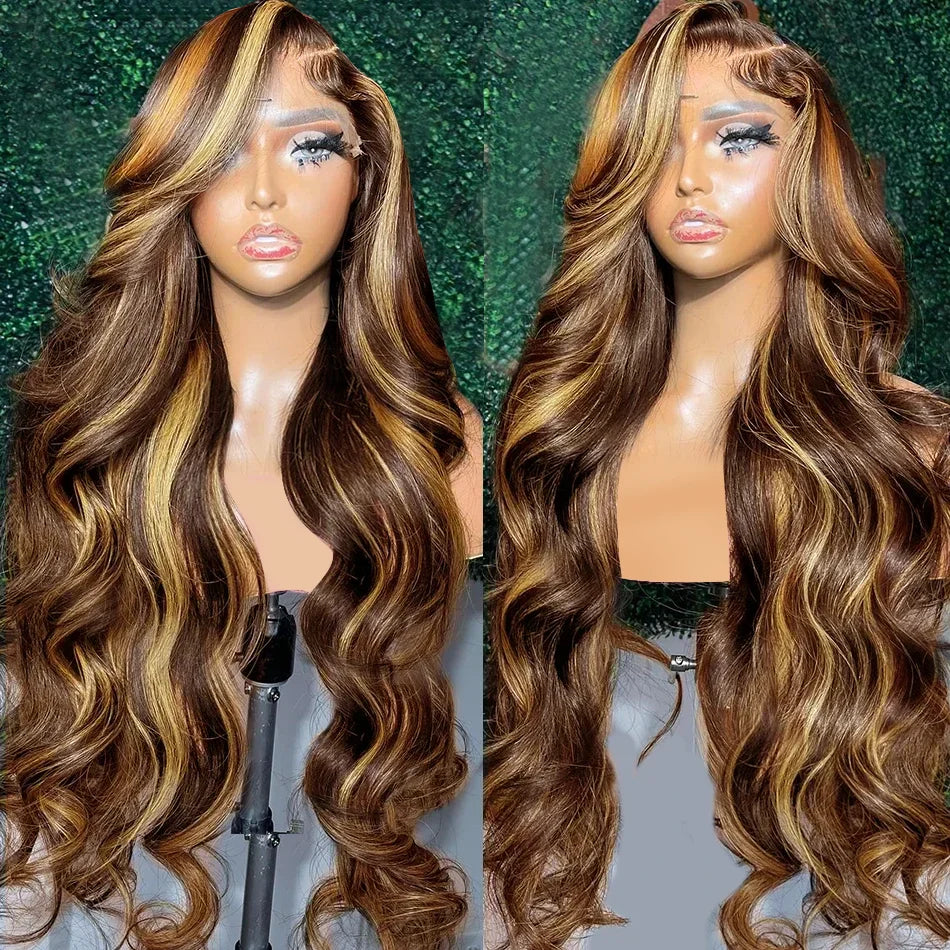 Honey Blonde Ombre Highlight Human Hair Wigs