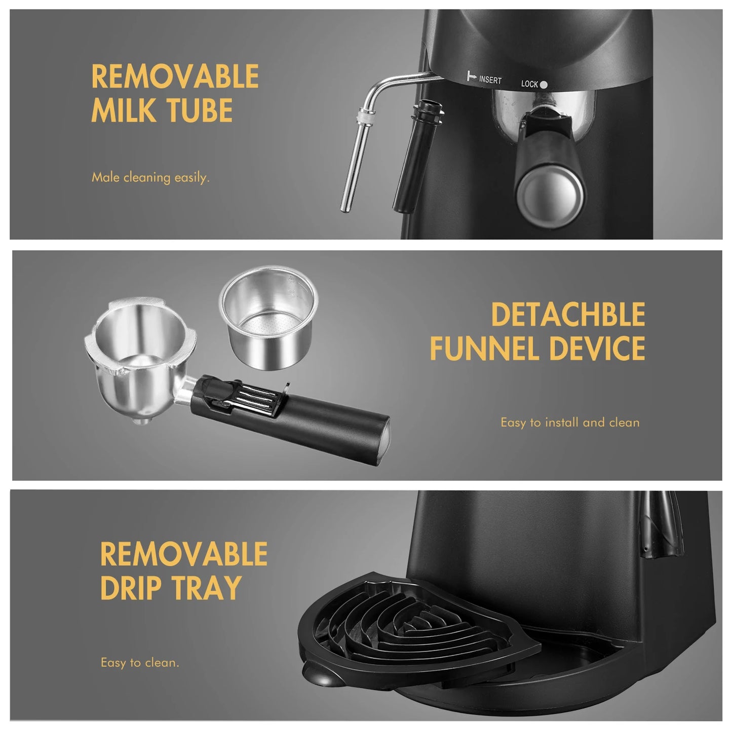 Yabano Espresso Machine and Cappuccino Machine with Milk Frother,