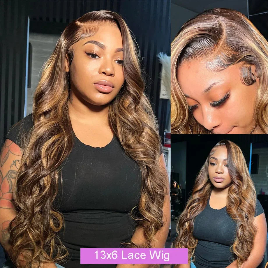 Honey Blonde Ombre Highlight Human Hair Wigs