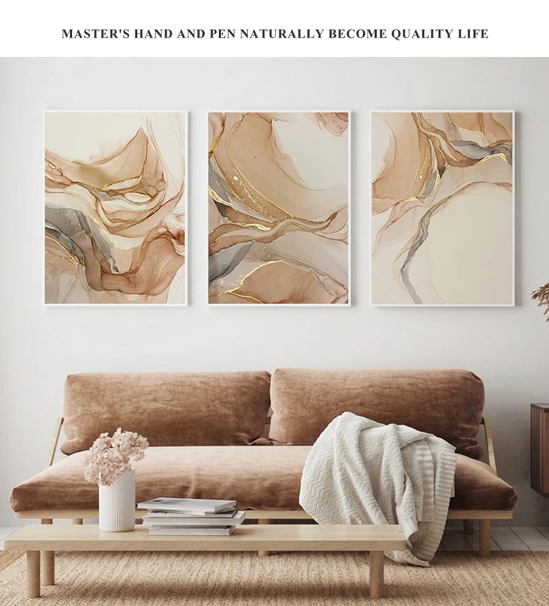 Canvas Painting Nordic Abstract Gold Wall Art Print
