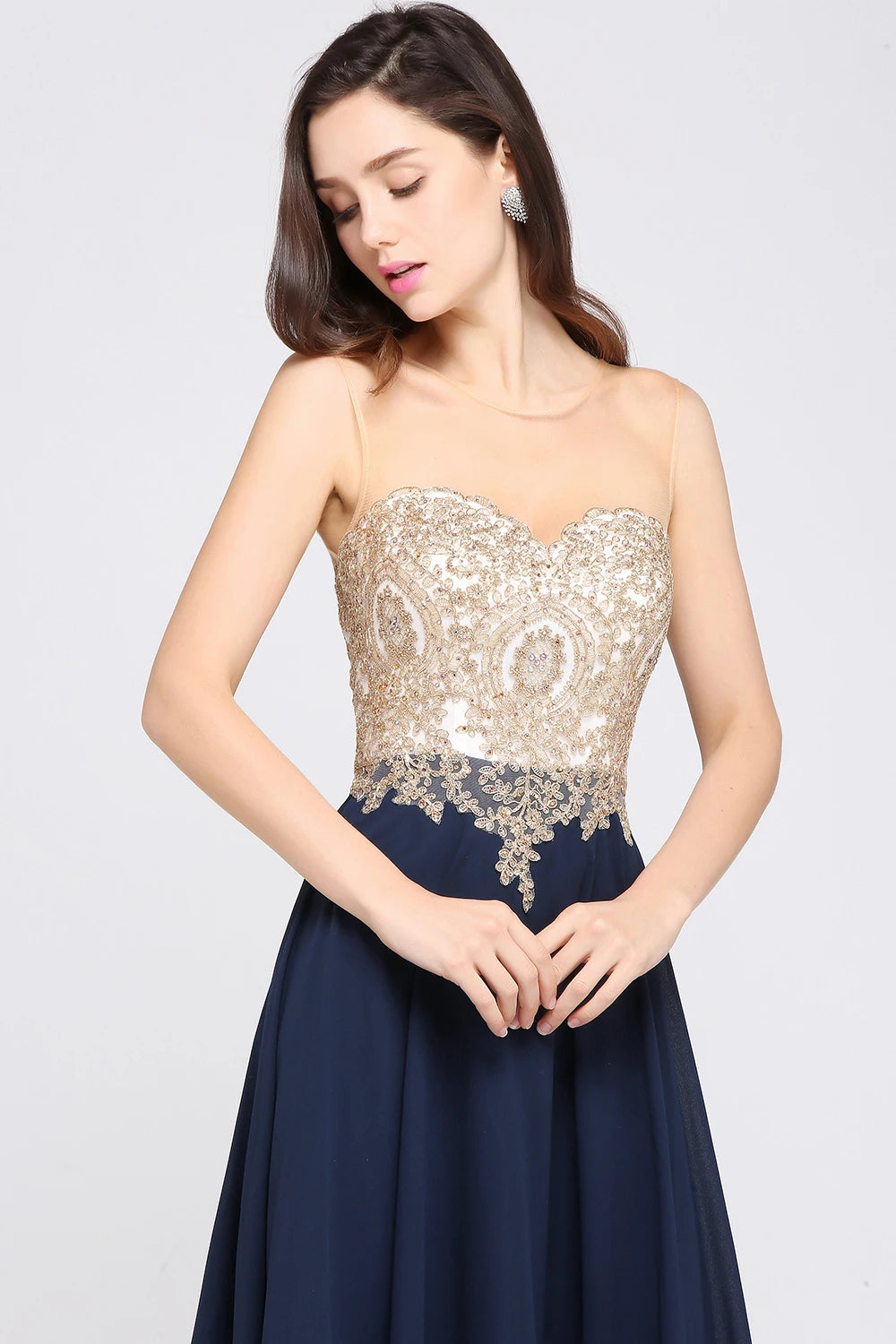 Floral Lace Maxi Dresses Chiffon
