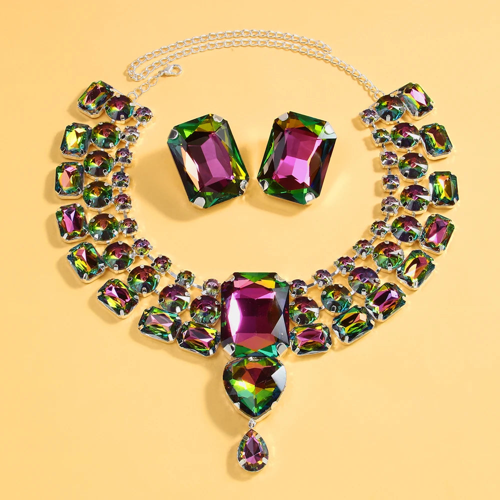 Stonefans Necklace Earrings Set