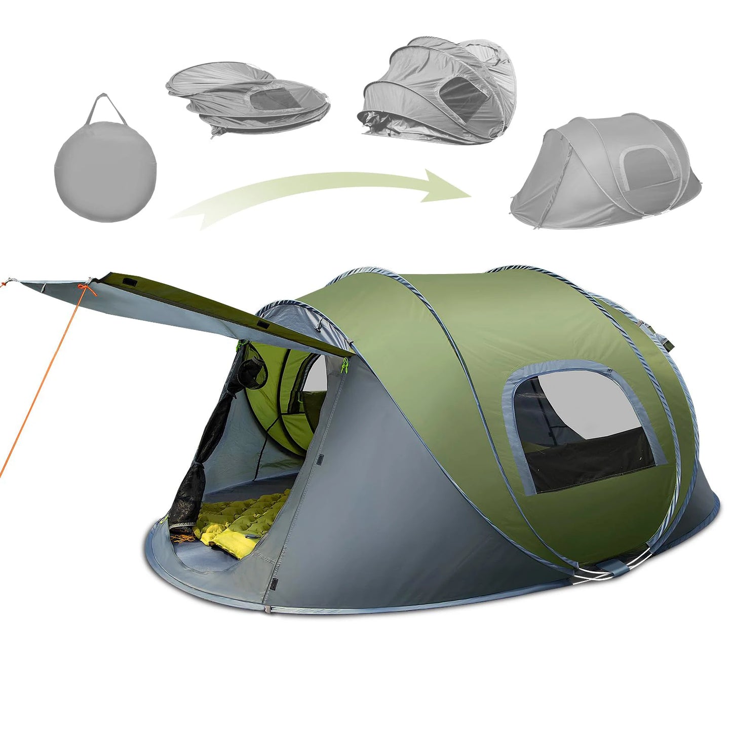 3-4 People Outdoor Throw Open Tent Automatic Pop Up Tents Waterproof