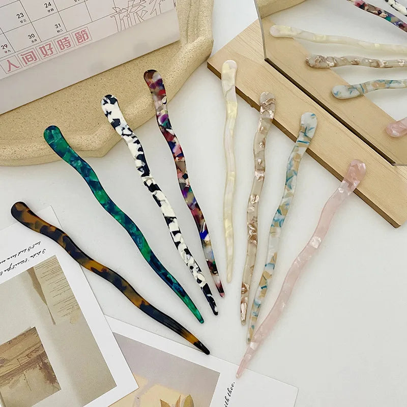 Colorful Acetate Bun Hair Sticks Fashion Accessories