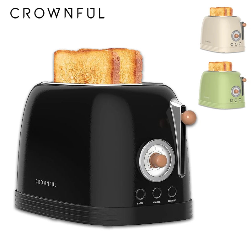 Crownful 2 Slices Bread Toaster Waffles Extra Wide Slot