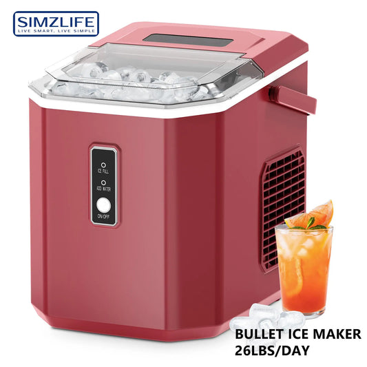 SIMZLIFE Ice Maker Countertop , 26.5 lbs/24H, 9 Cubes in 6 Mins,Self-Cleaning,