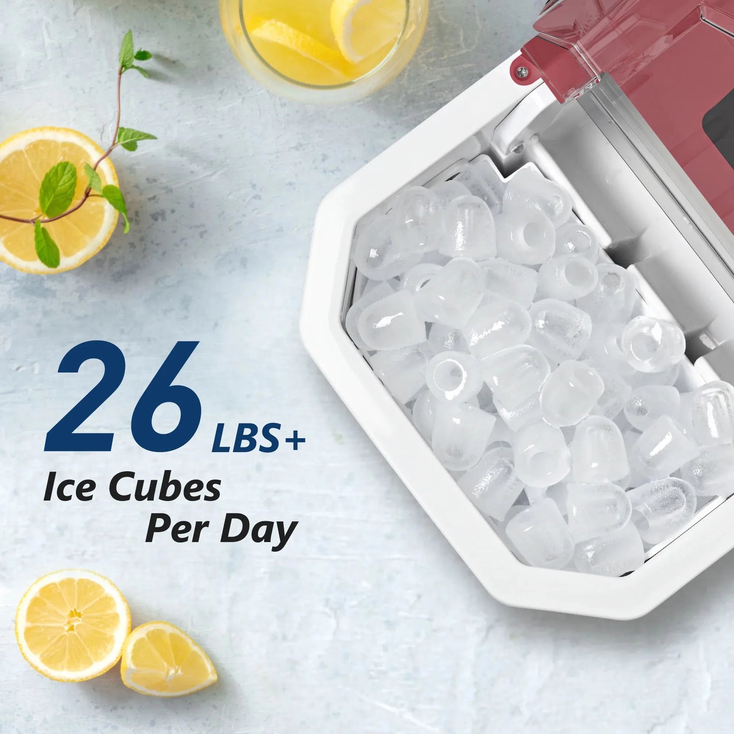 SIMZLIFE Ice Maker Countertop , 26.5 lbs/24H, 9 Cubes in 6 Mins,Self-Cleaning,