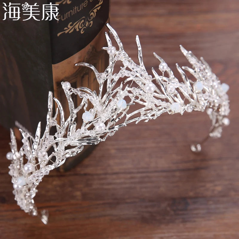 Haimeikang Flame Tiaras Vintage Rhinestone Bridal Hair Accessories