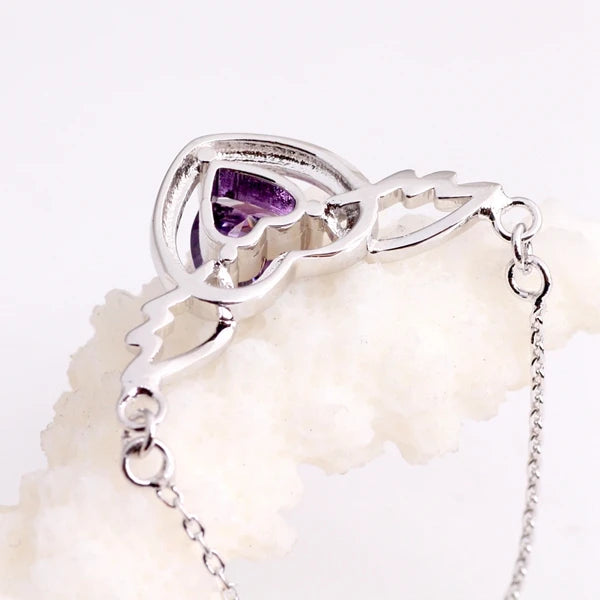 Purple Crystal Necklace Women's Para Mulher Heart