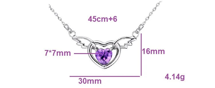 Purple Crystal Necklace Women's Para Mulher Heart