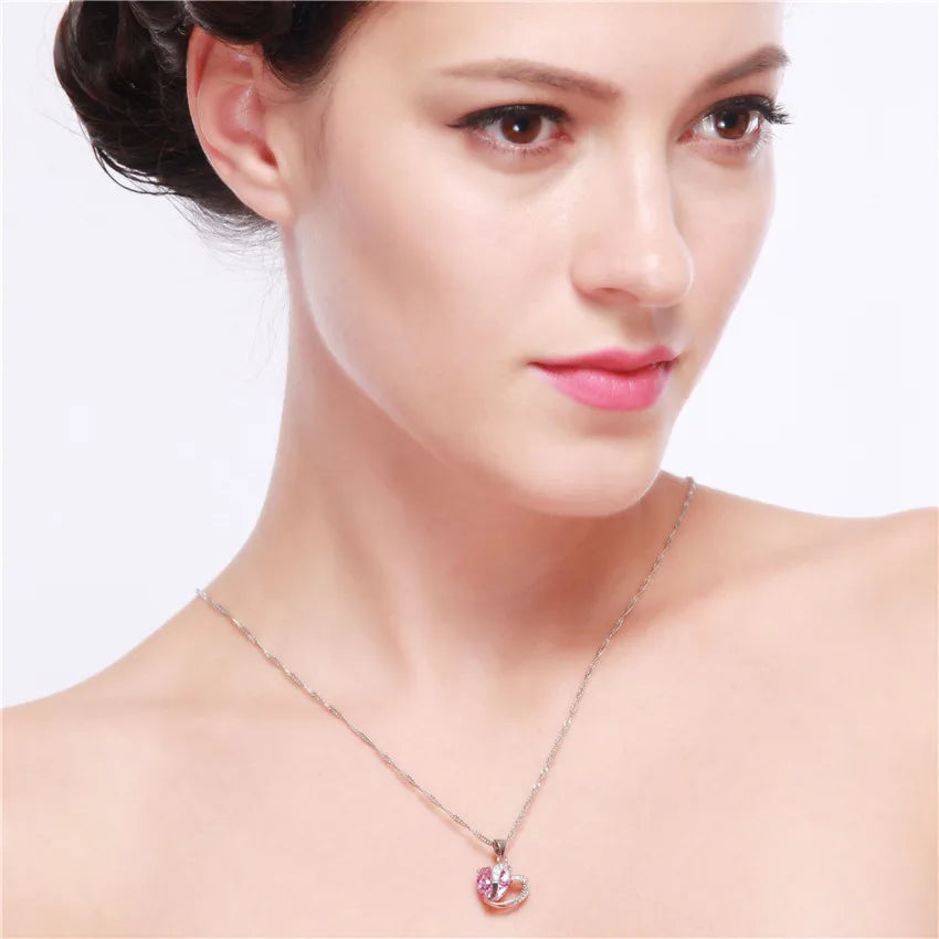 Uloveido Women's Necklace Heart Crystal Fashion Accessory