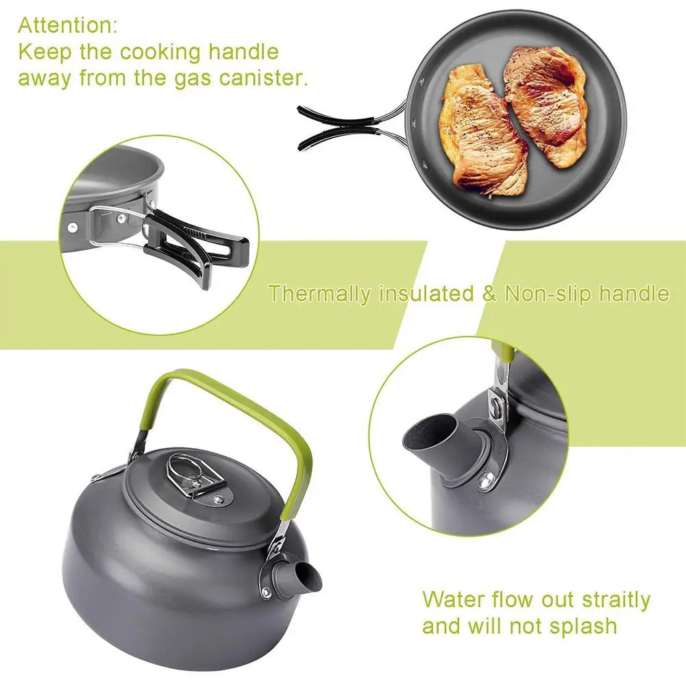 Camping Cookware Kit Outdoor Aluminum Cooking Set