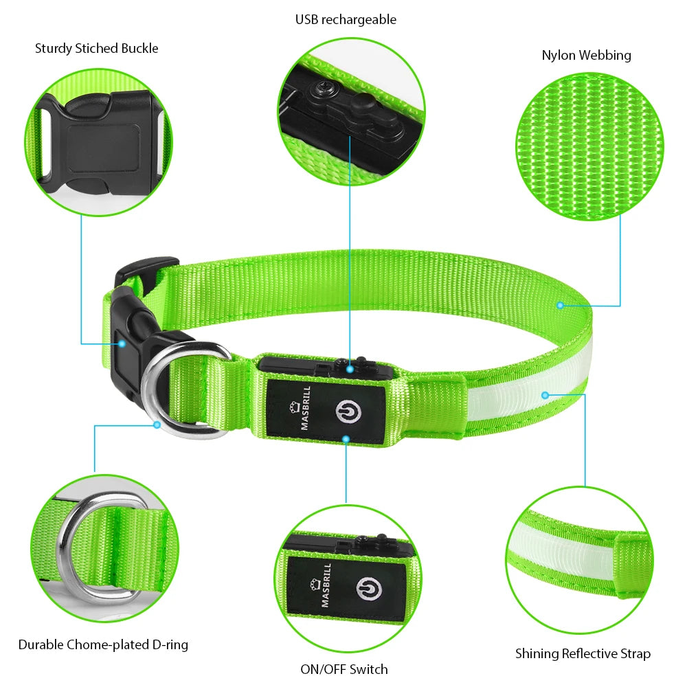 Dog Collar Adjustable Pet Luminous