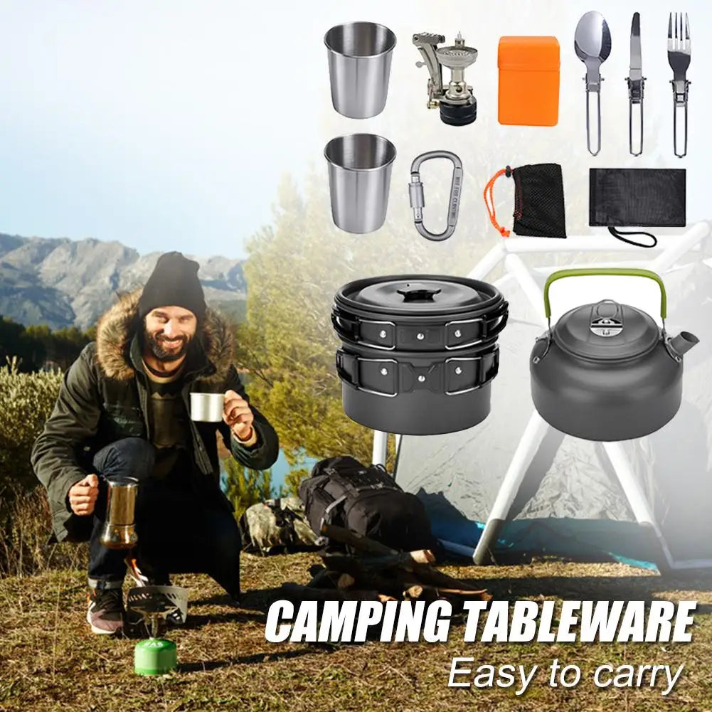 Camping Cookware Kit Outdoor Aluminum Cooking Set