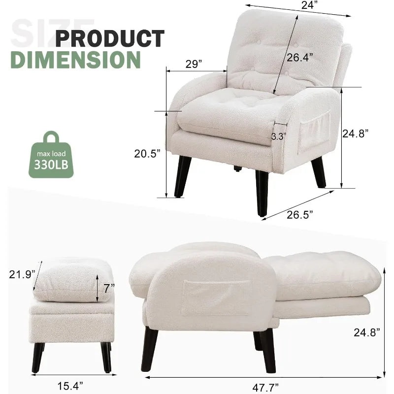 Accent Chair with Ottoman with Storage