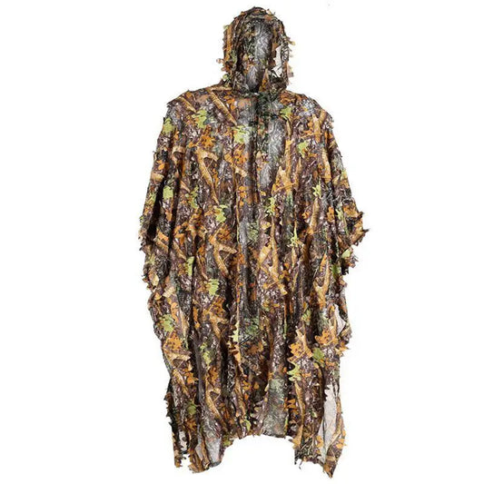 3D Leaves Ghillie Suit Poncho Raincoat, Hunting Camouflage Suit