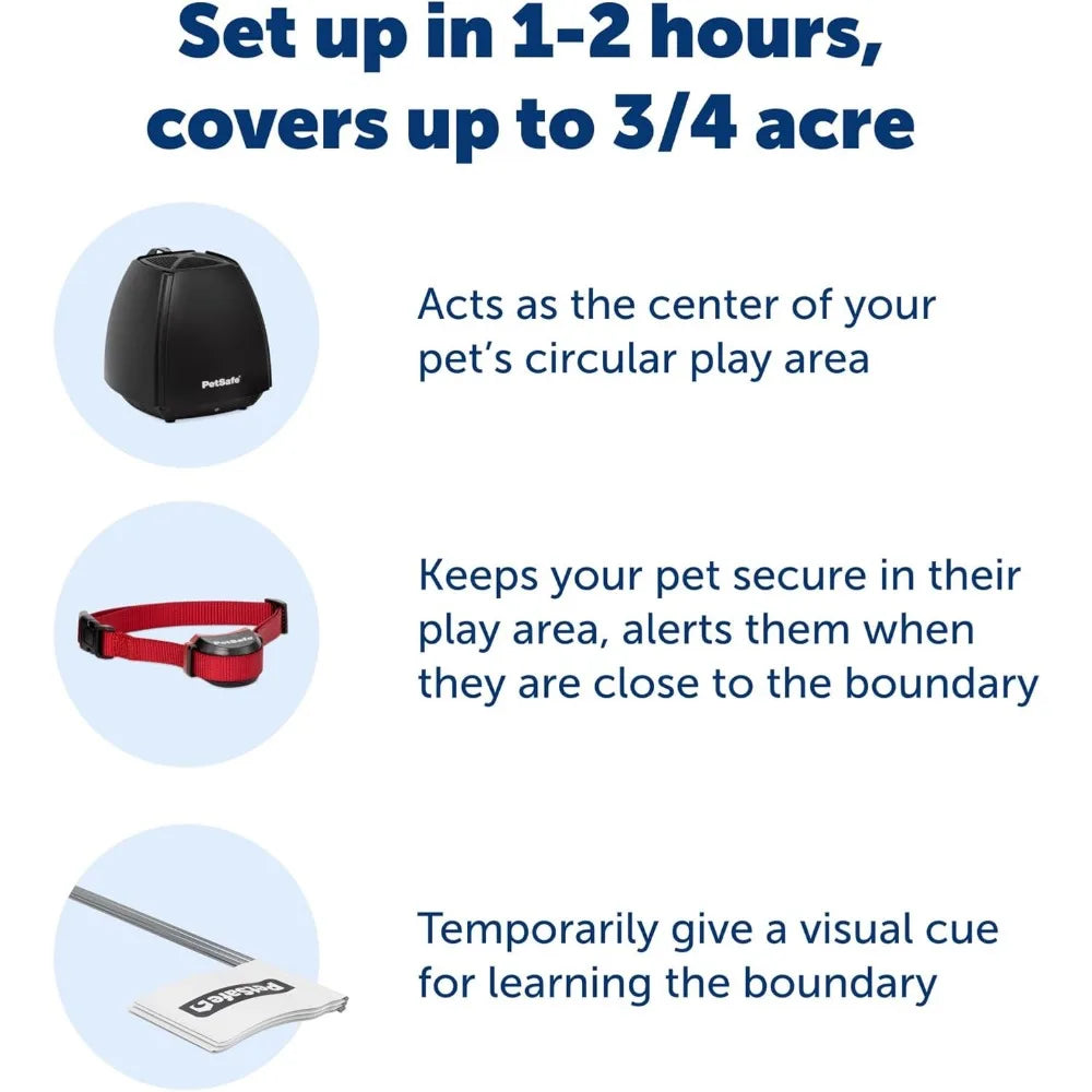 Wireless Pet Fence for Stubborn Dogs -Circular Boundary, Secure 3/4-Acre Yard