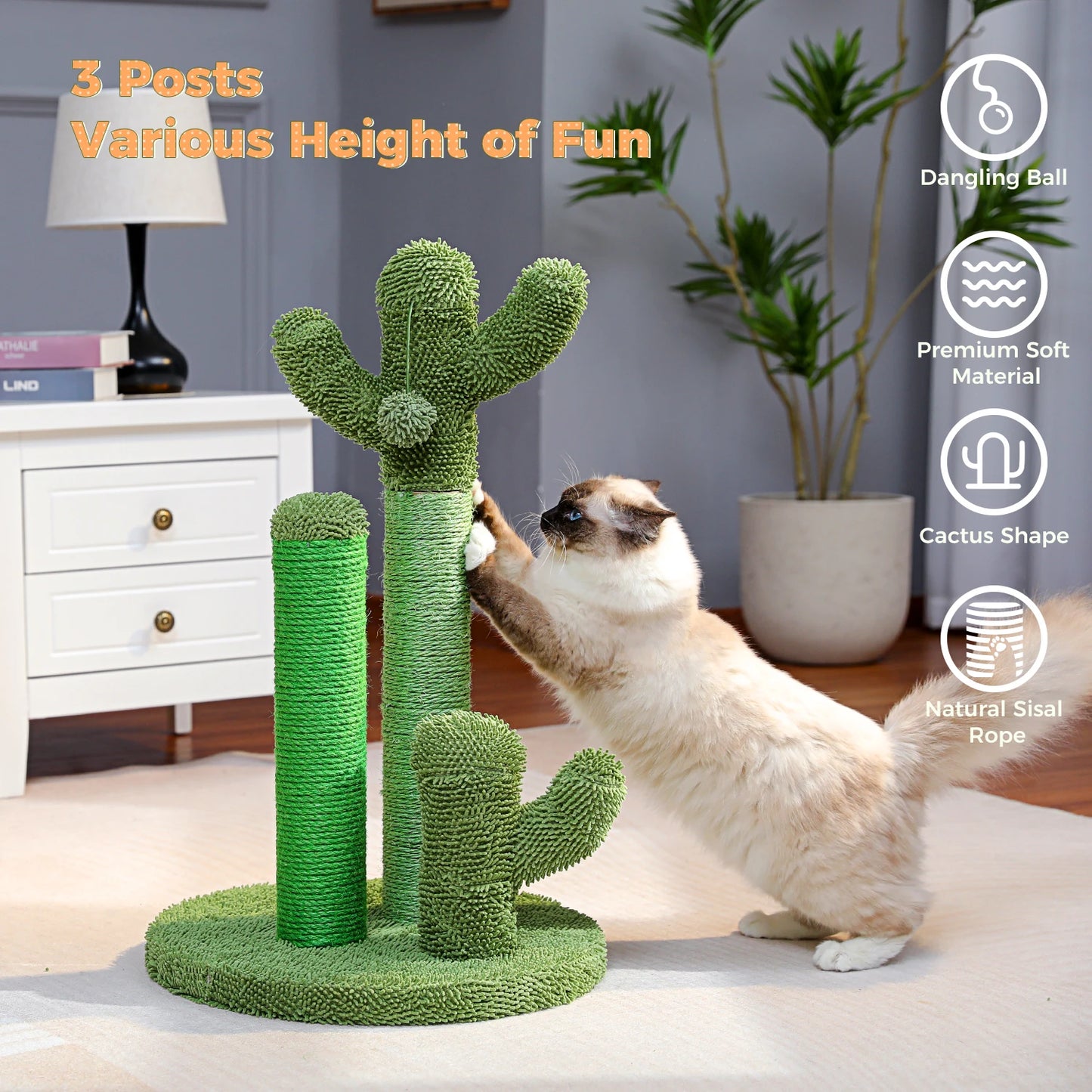 Cute Cactus Pet Cat Tree Scratching Post