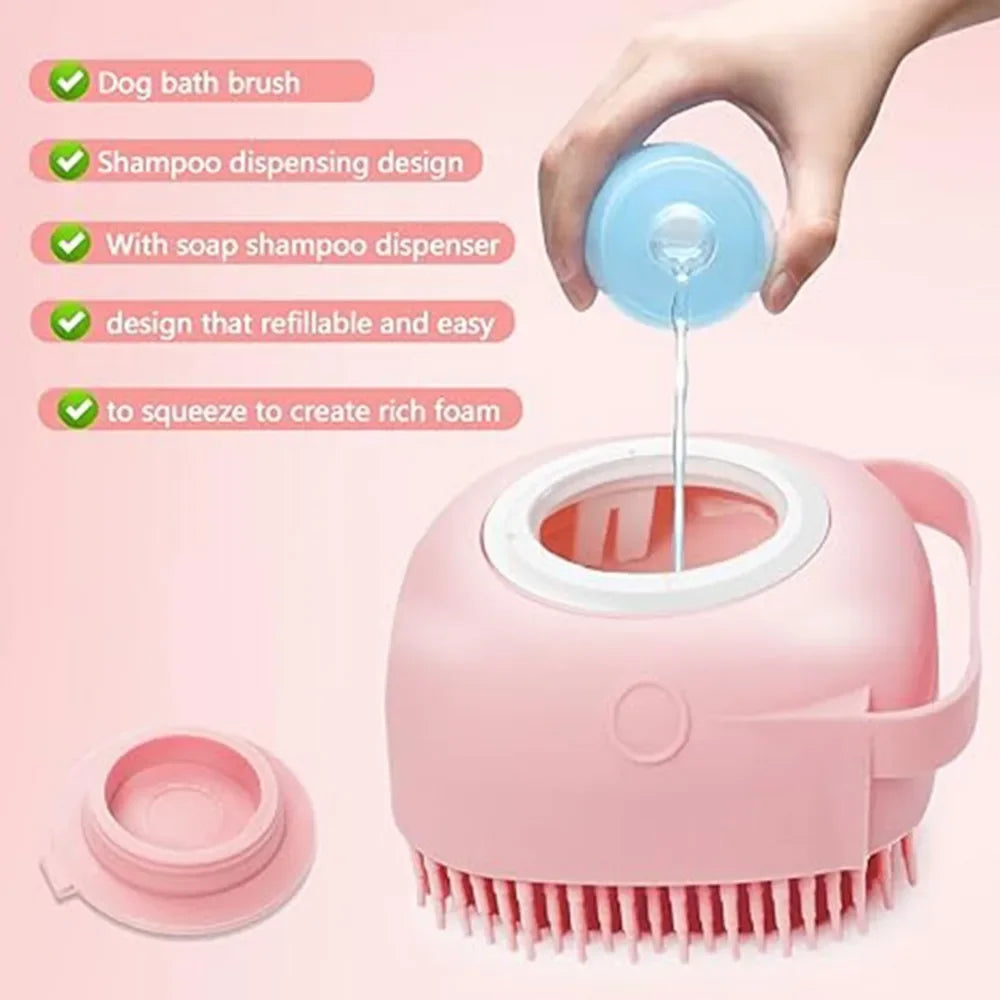 Dog/Cat Bath Brush Rubber Shampoo Dispenser