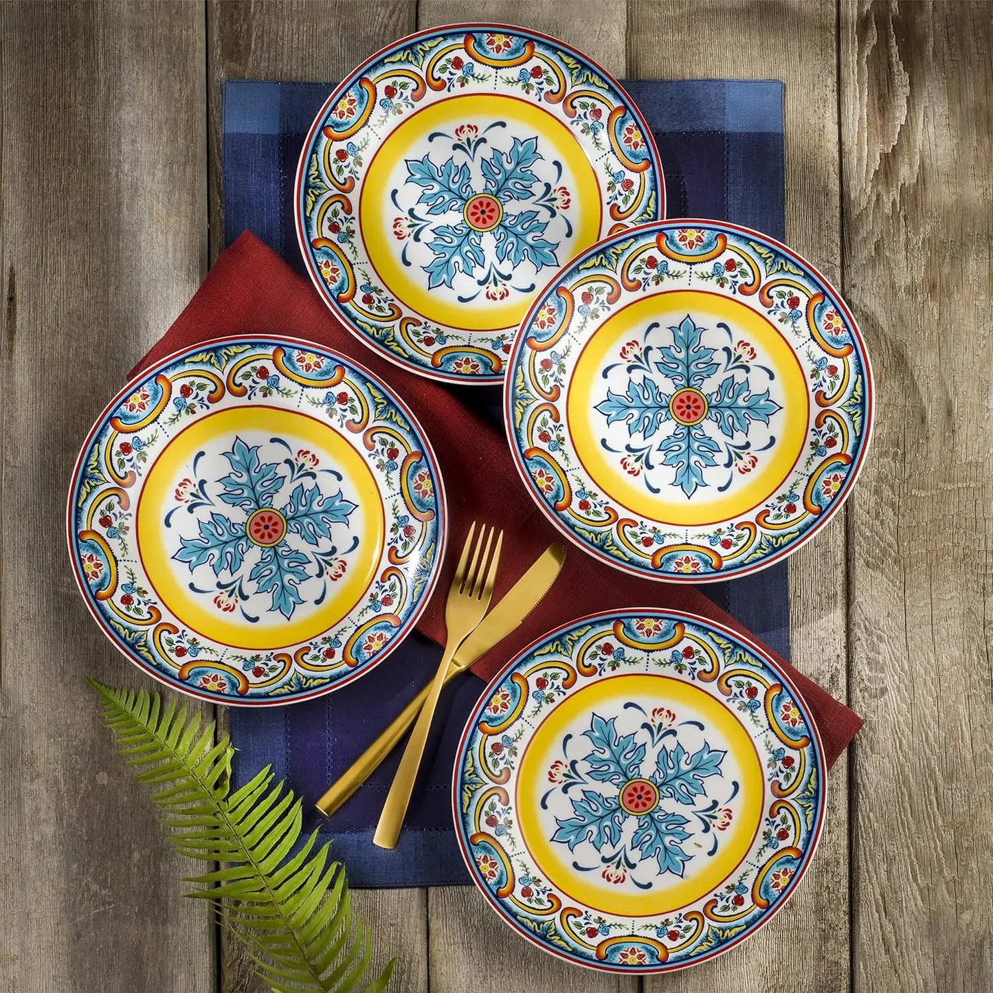 16 Piece Dinnerware Service for 4, Spanish Floral Design,